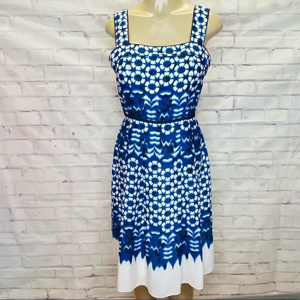 Adrianna Papell Women's Fit & Flare Sleeveless Blue/White Dress size 6
